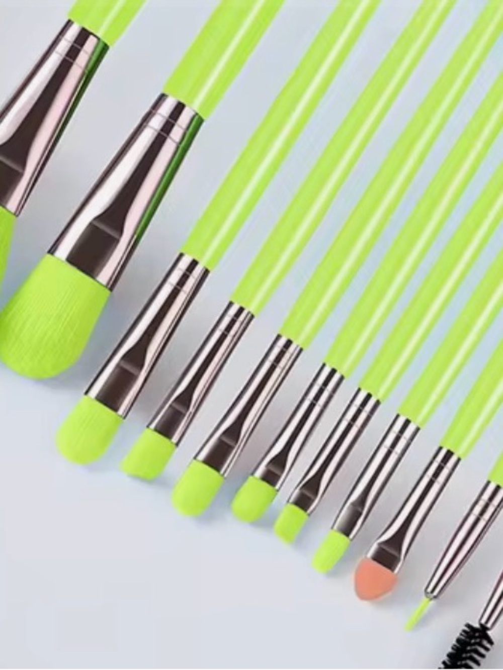Neon Green Makeup Brush Set by